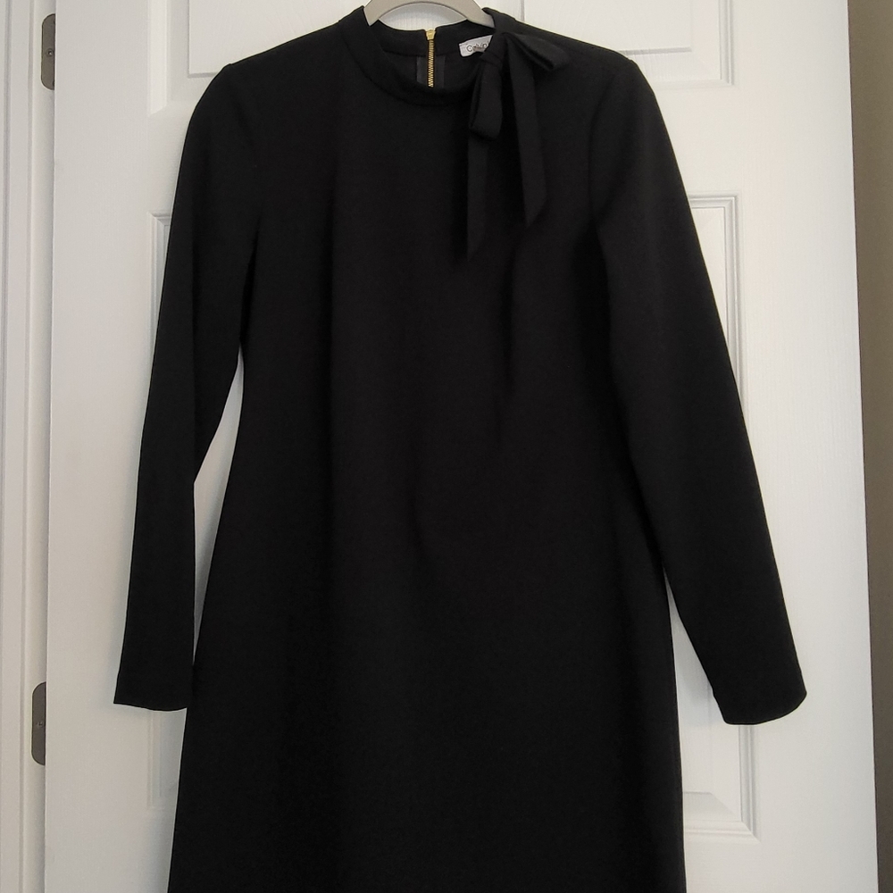 Calvin Klein Black Long Sleeve Dress with Bow